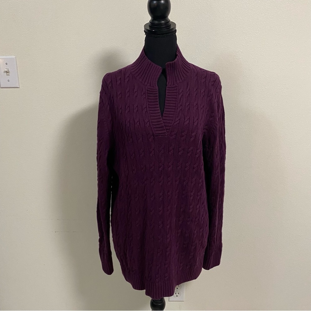 L.L. Bean Cotton cable knit Sweater Purple Size XL